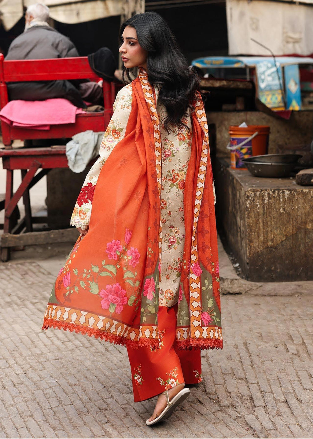 RajBari Nissa Floral Symphony Embroidered Lawn Unstitched 3Pc Suit