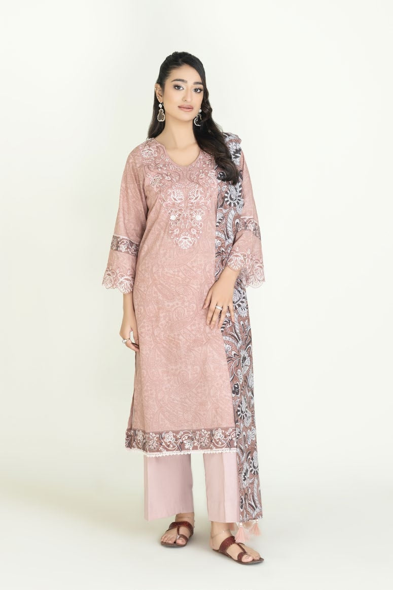 3 Piece Embroidered Lawn Suit stitched│KHAS Amaira