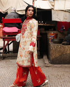 RajBari Nissa Floral Symphony Embroidered Lawn Unstitched 3Pc Suit
