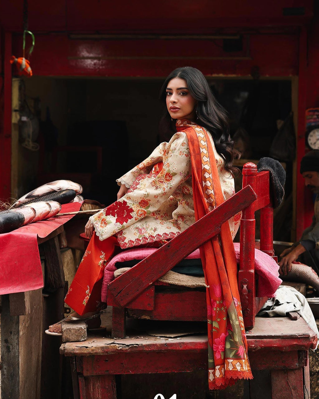 RajBari Nissa Floral Symphony Embroidered Lawn Unstitched 3Pc Suit
