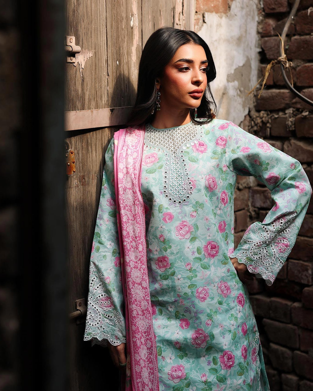 RajBari Nissa Floral Symphony Embroidered Lawn Unstitched 3Pc Suit