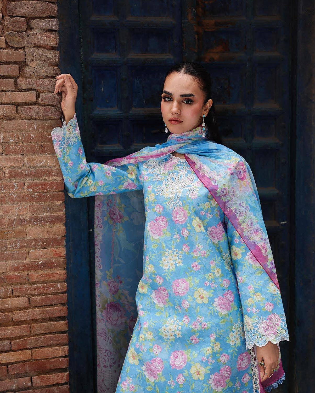 RajBari Nissa Floral Symphony Embroidered Lawn Unstitched 3Pc Suit