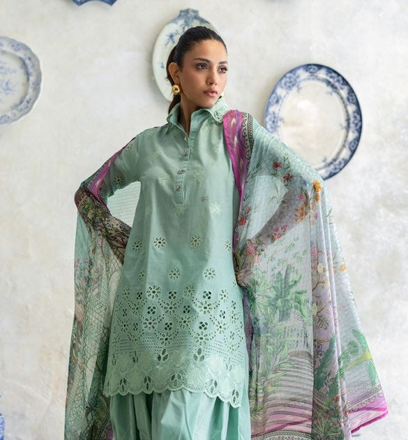 3-piece suit embroidered printed │GulAhmed Lawn│Freesia