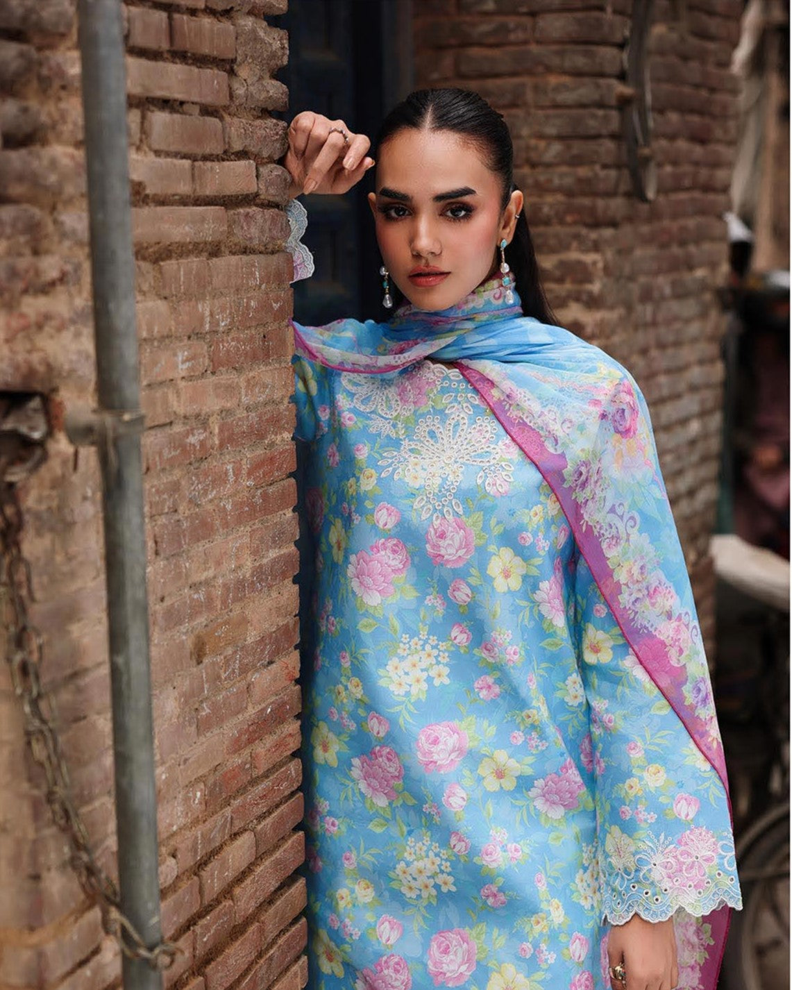 RajBari Nissa Floral Symphony Embroidered Lawn Unstitched 3Pc Suit