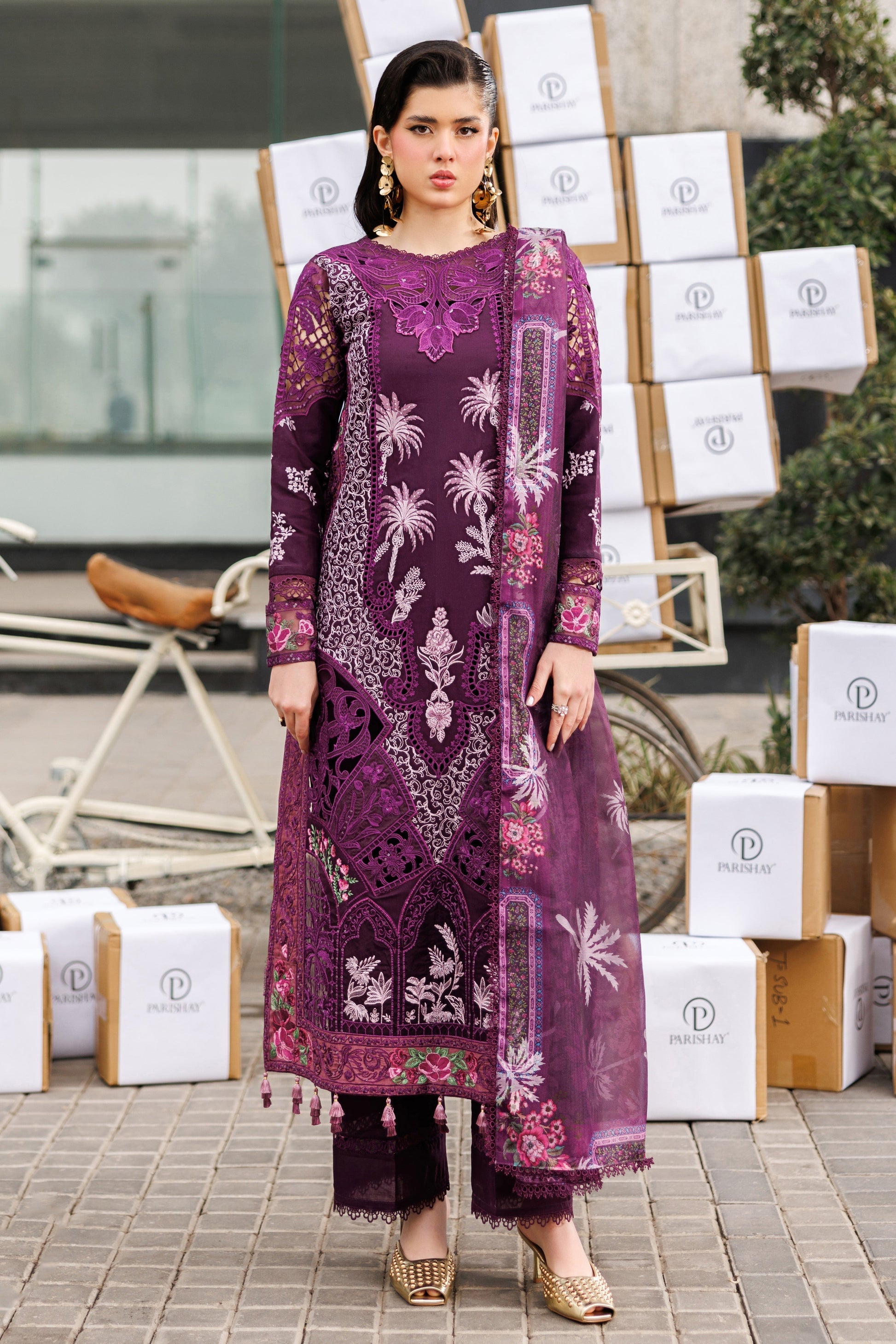Muzammil Center MN-12 Parishay Monaco 3 Piece Lawn Suit