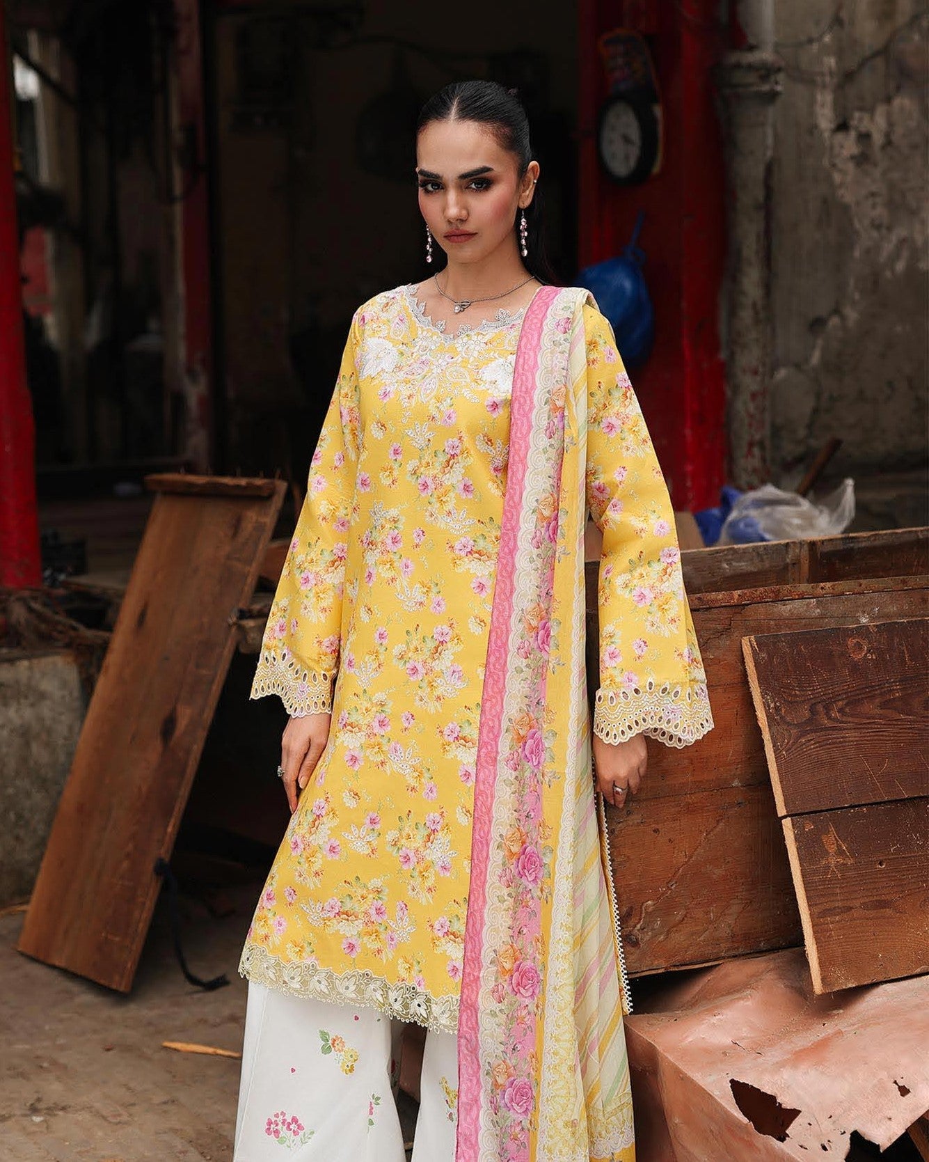 RajBari Nissa Floral Symphony Embroidered Lawn Unstitched 3Pc Suit