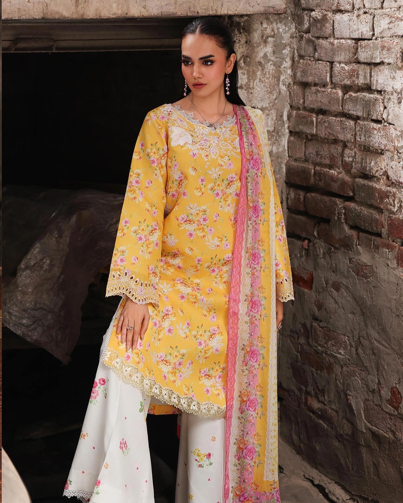 RajBari Nissa Floral Symphony Embroidered Lawn Unstitched 3Pc Suit