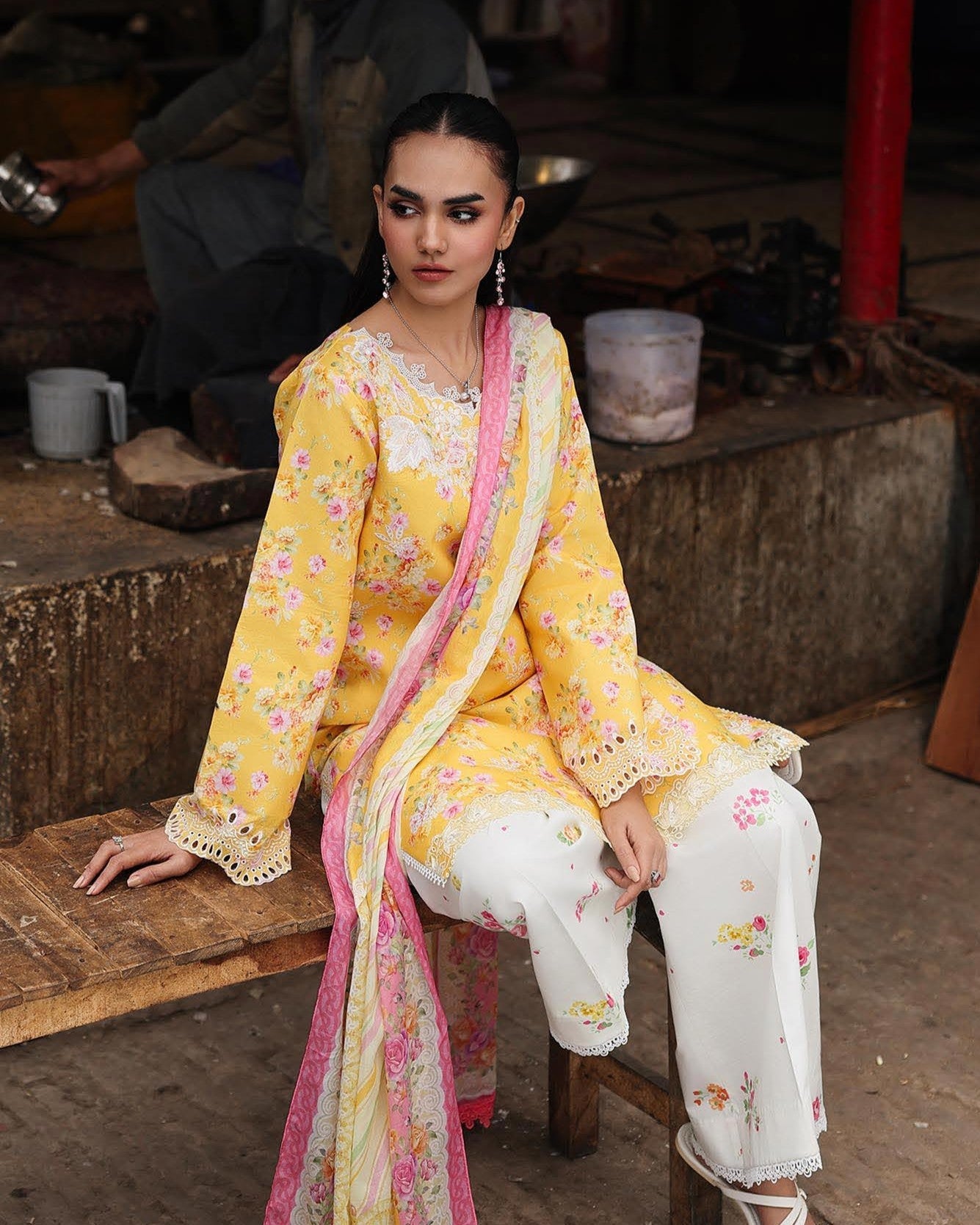 RajBari Nissa Floral Symphony Embroidered Lawn Unstitched 3Pc Suit