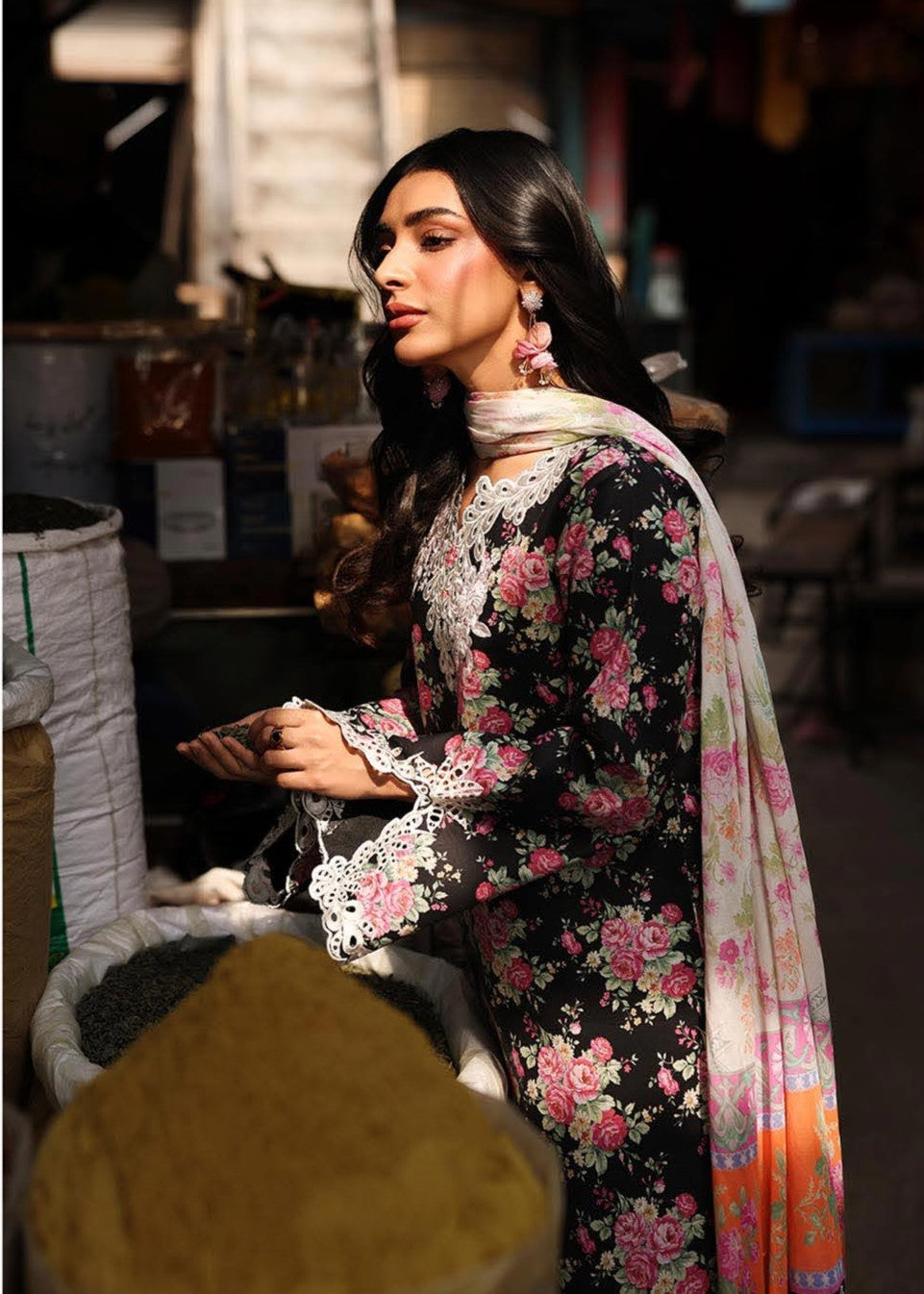RajBari Nissa Floral Symphony Embroidered Lawn Unstitched 3Pc Suit