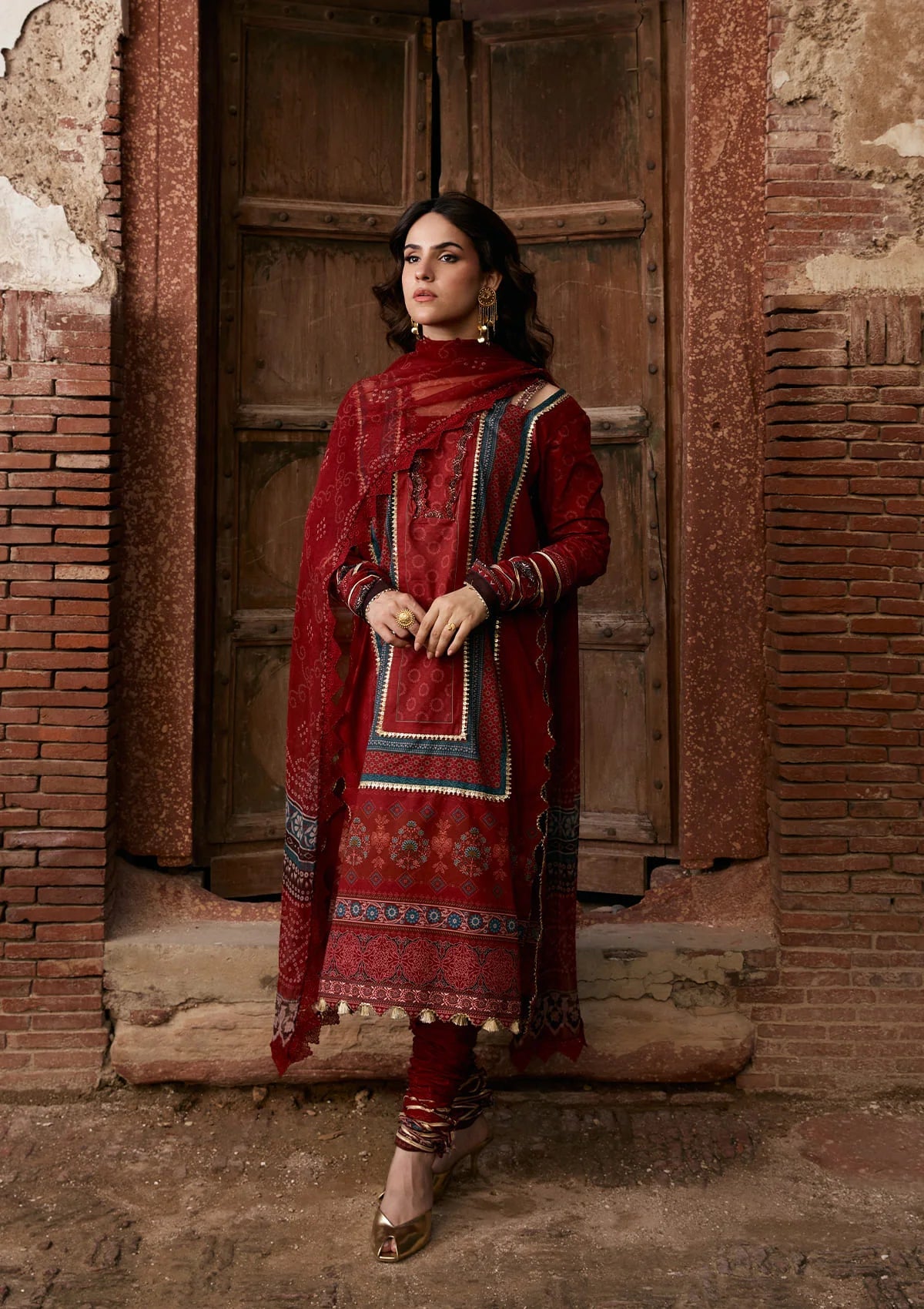 Kahf Aangan Prints Chiffon '26 – Surkh Noor – Unstitched 3 Piece