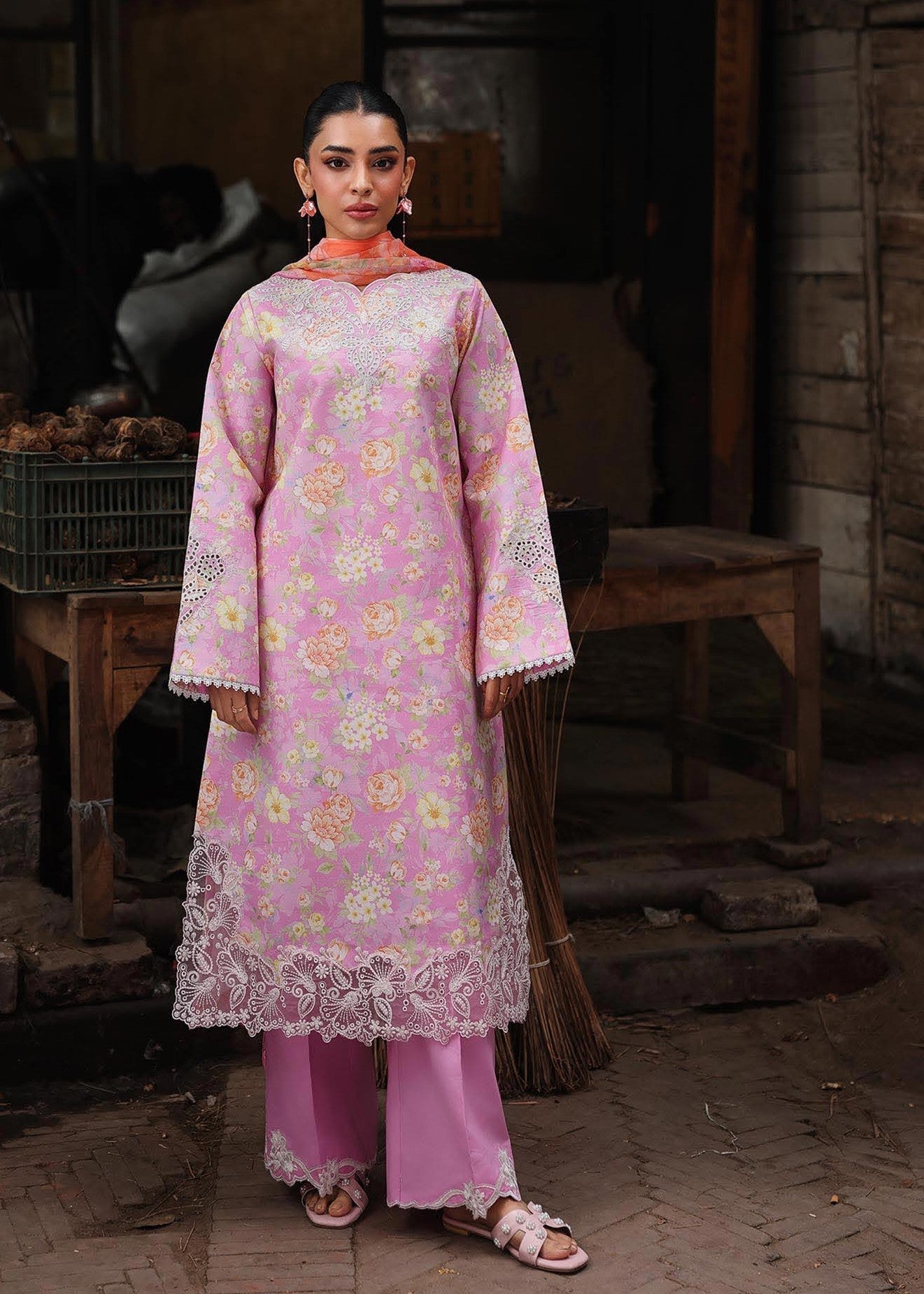 RajBari Nissa Floral Symphony Embroidered Lawn Unstitched 3Pc Suit