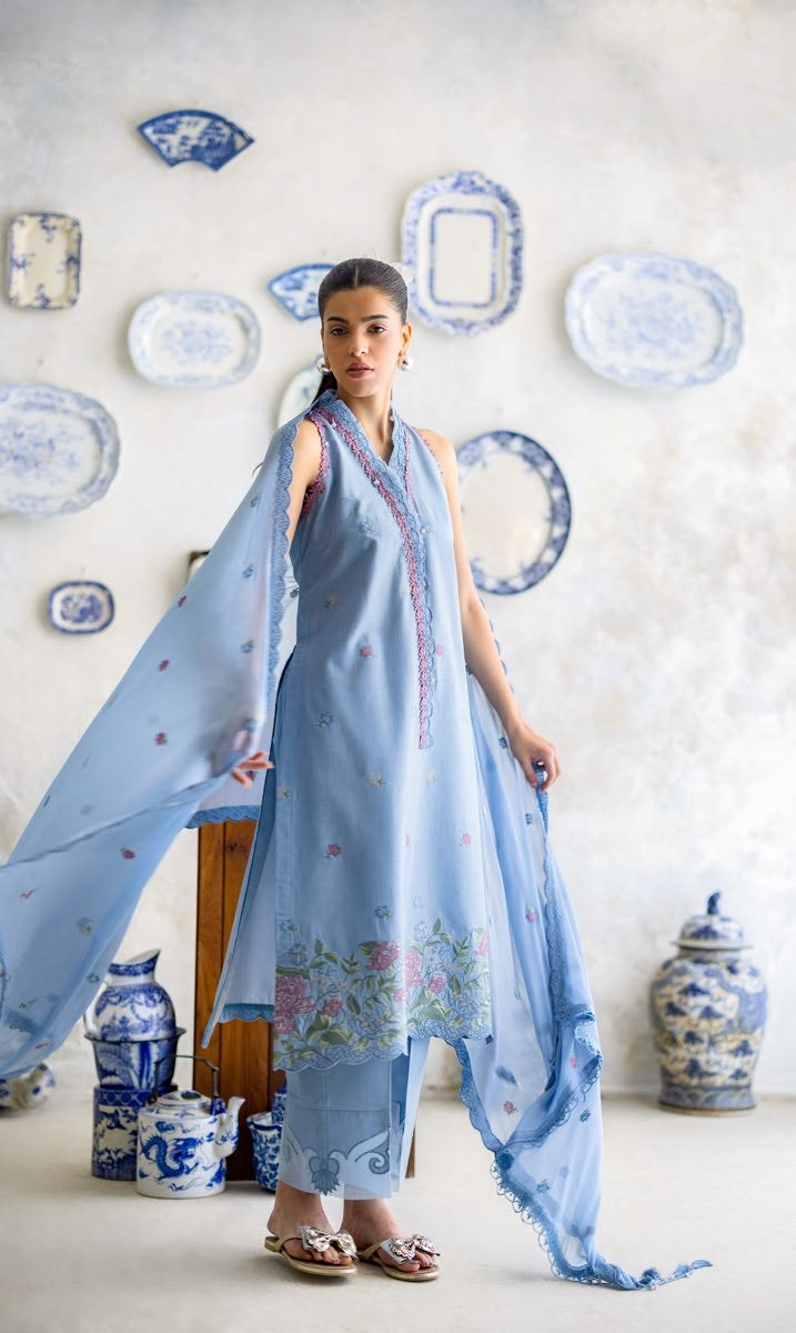 3-piece suit Fancy Embroidered│GulAhmed Lawn│Freesia