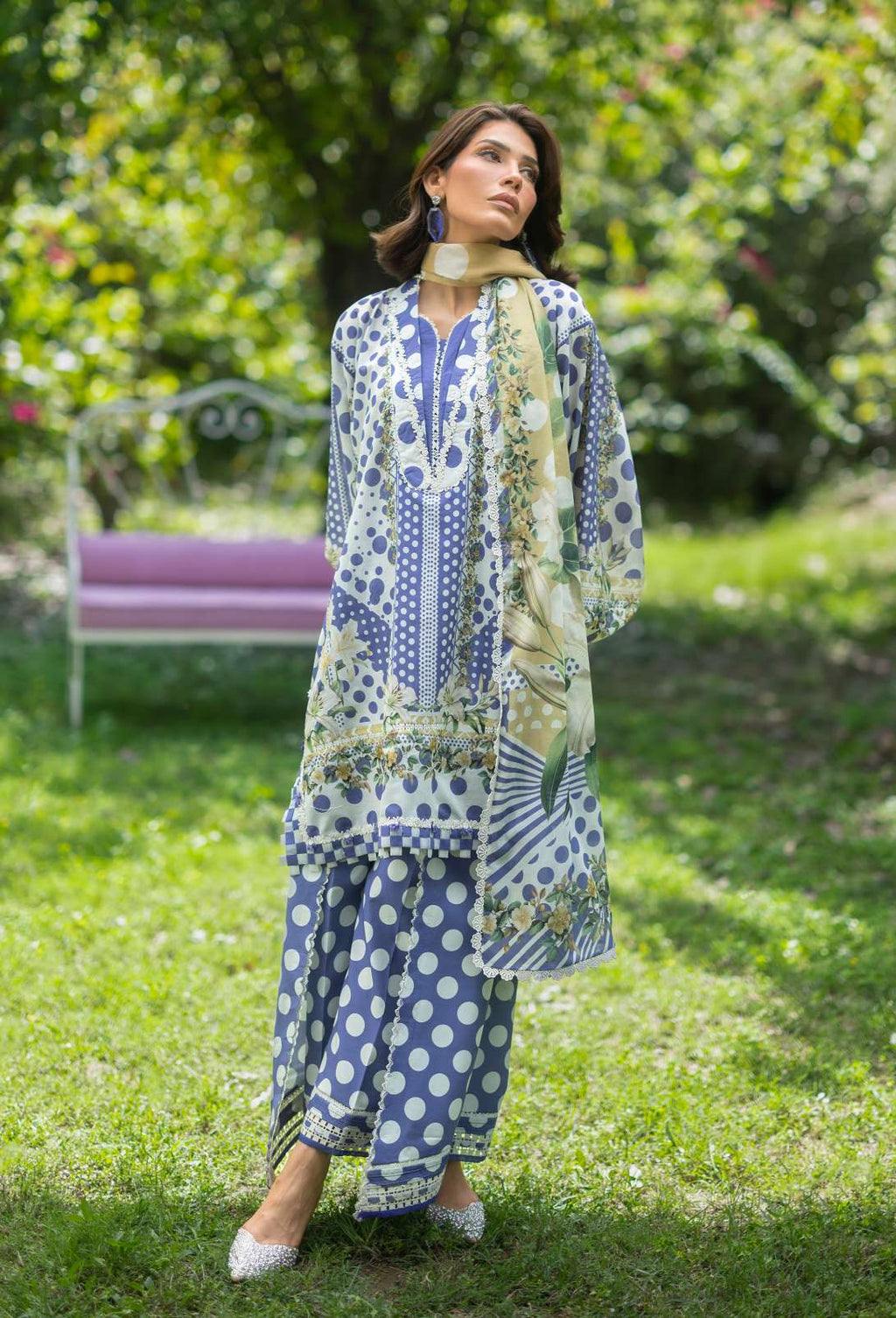 Elaf Bridgerton Violette Printed Lawn 3 Piece Suit