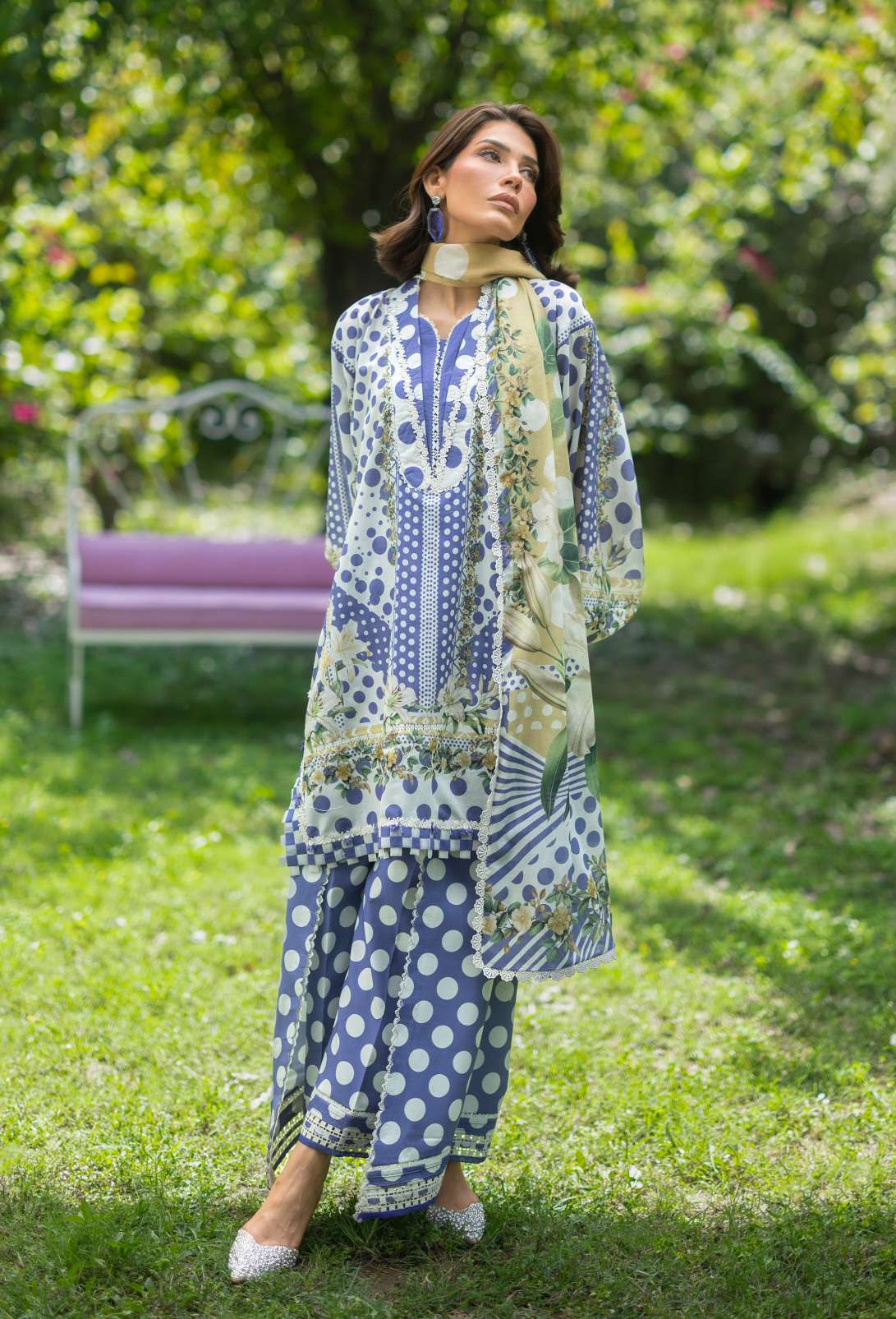 Elaf Bridgerton Violette Printed Lawn 3 Piece Suit