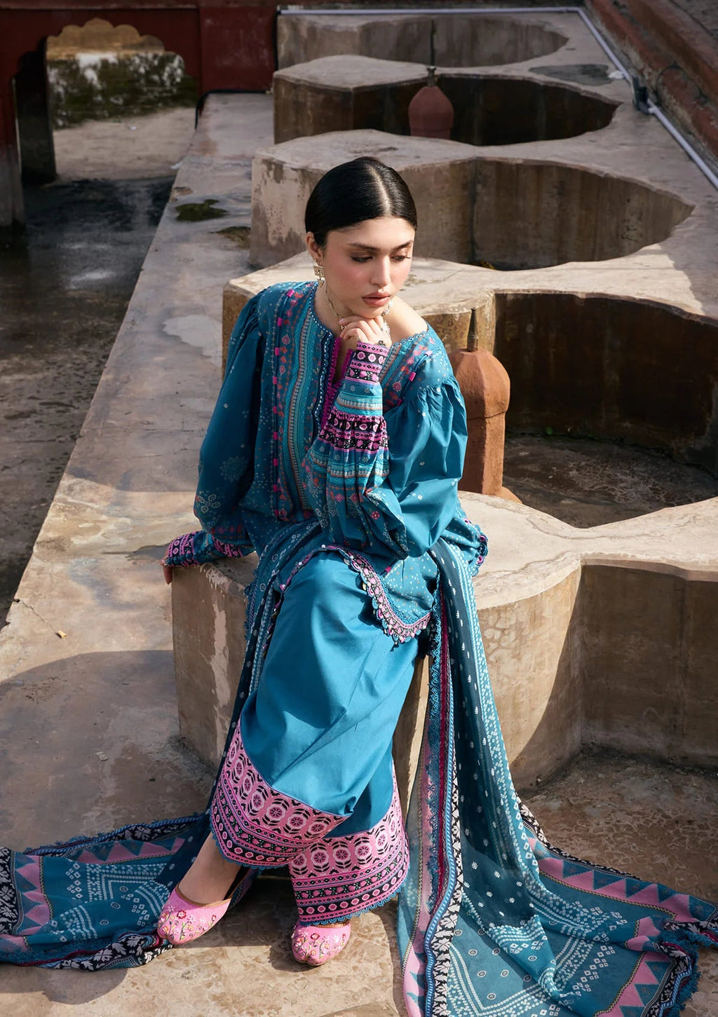 Kahf Aangan Prints Chiffon '26 – Falak Ara – Unstitched 3 Piece