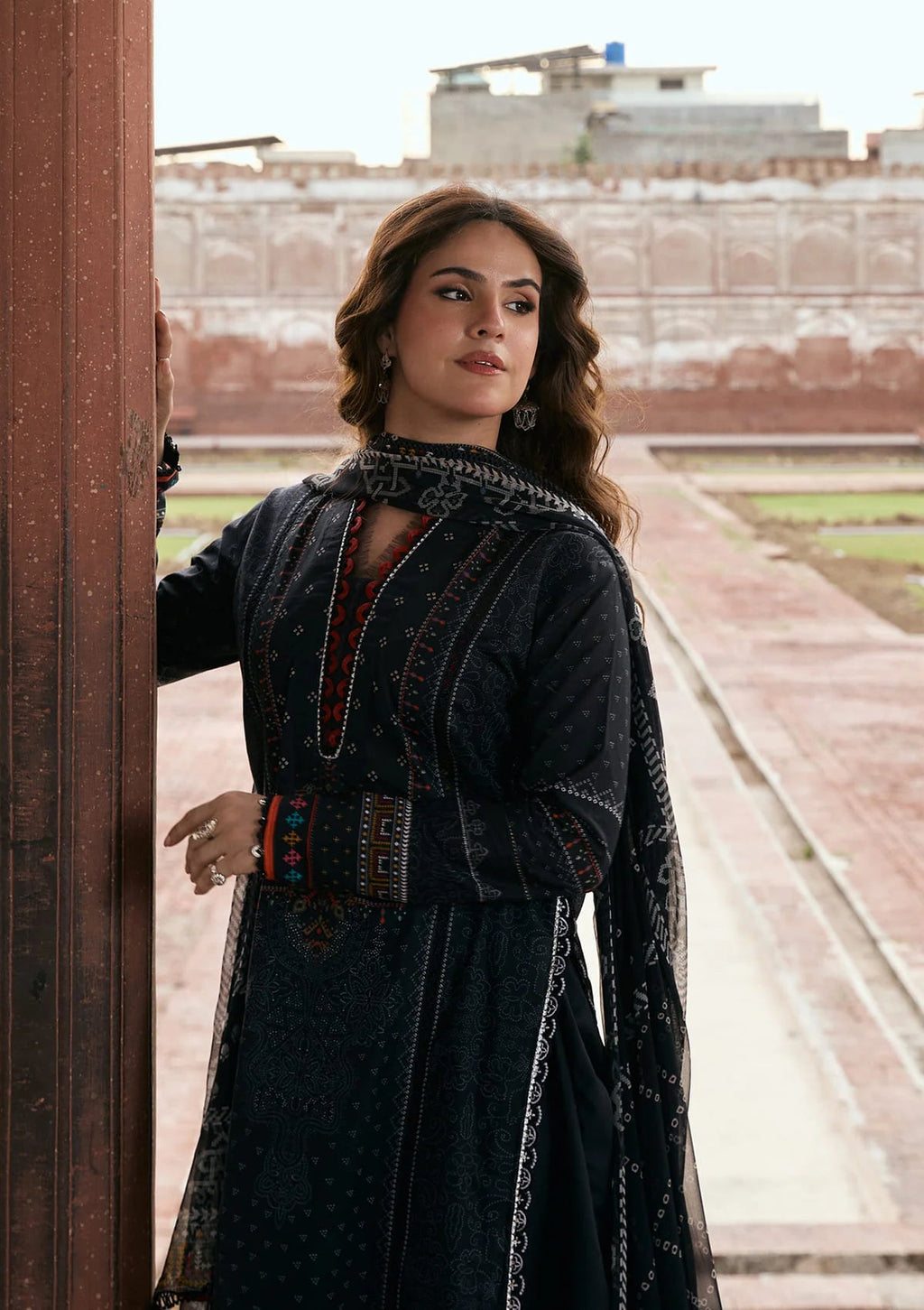 Kahf Aangan Prints Chiffon '26 – Gul e Siyah – Unstitched 3 Piece