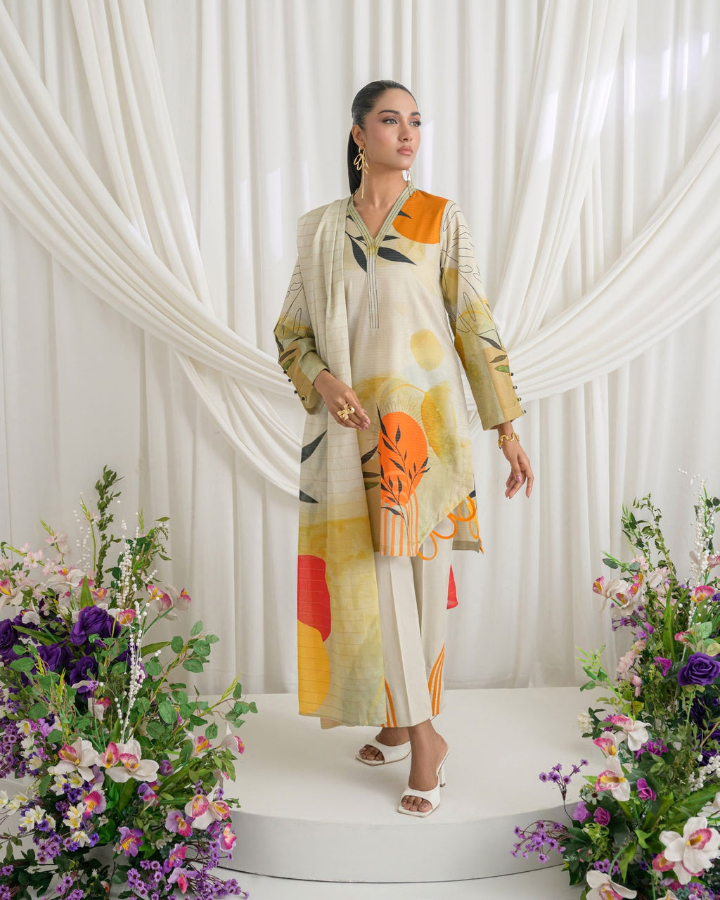 GulAhmed Sunlit Flora Mehsuri Lawn Suit