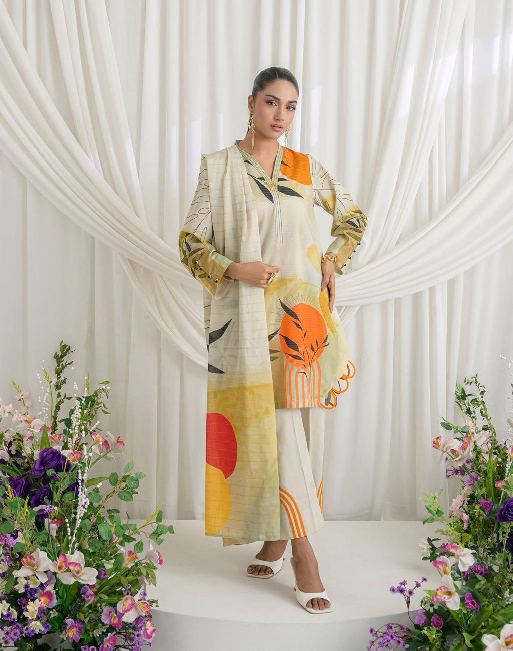 GulAhmed Sunlit Flora Mehsuri Lawn Suit