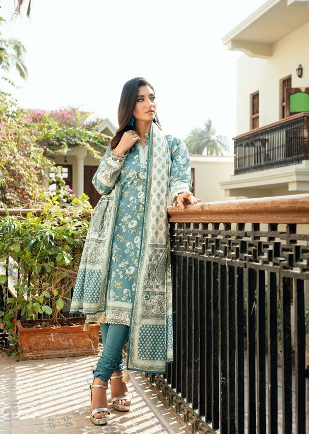 GulAhmed Floral Frequency Cross Hatch Lawn Suit