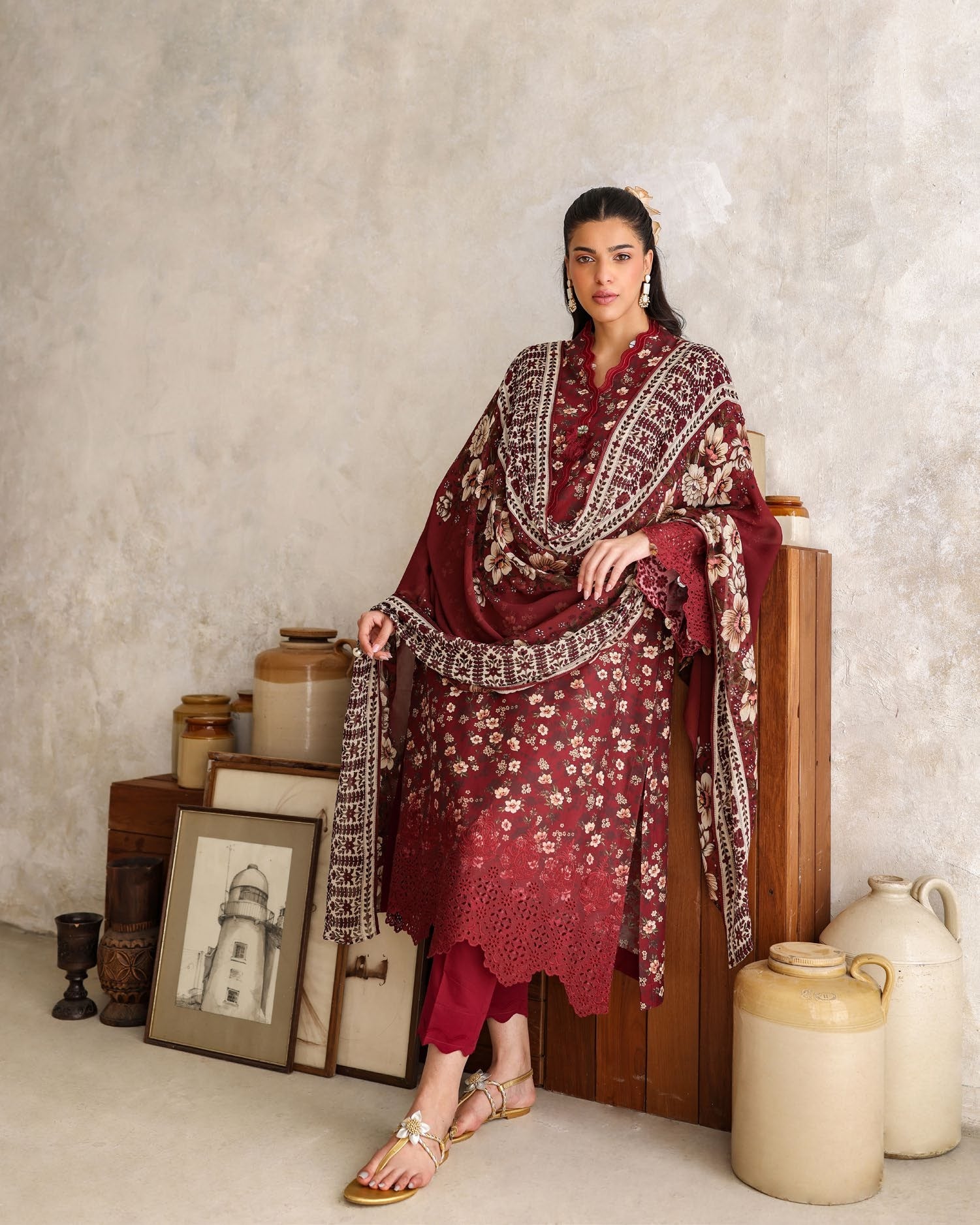3-piece suit Fancy Embroidered│GulAhmed Lawn│Freesia