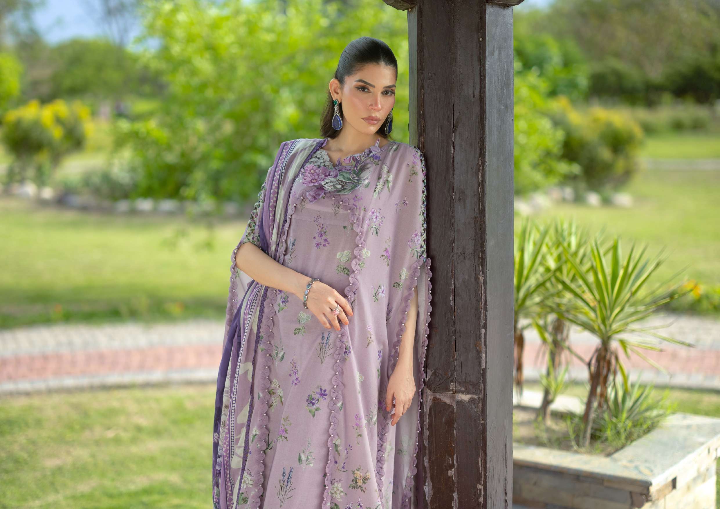 Elaf Bridgerton Lilac Garden Printed Lawn 3 Piece Suit