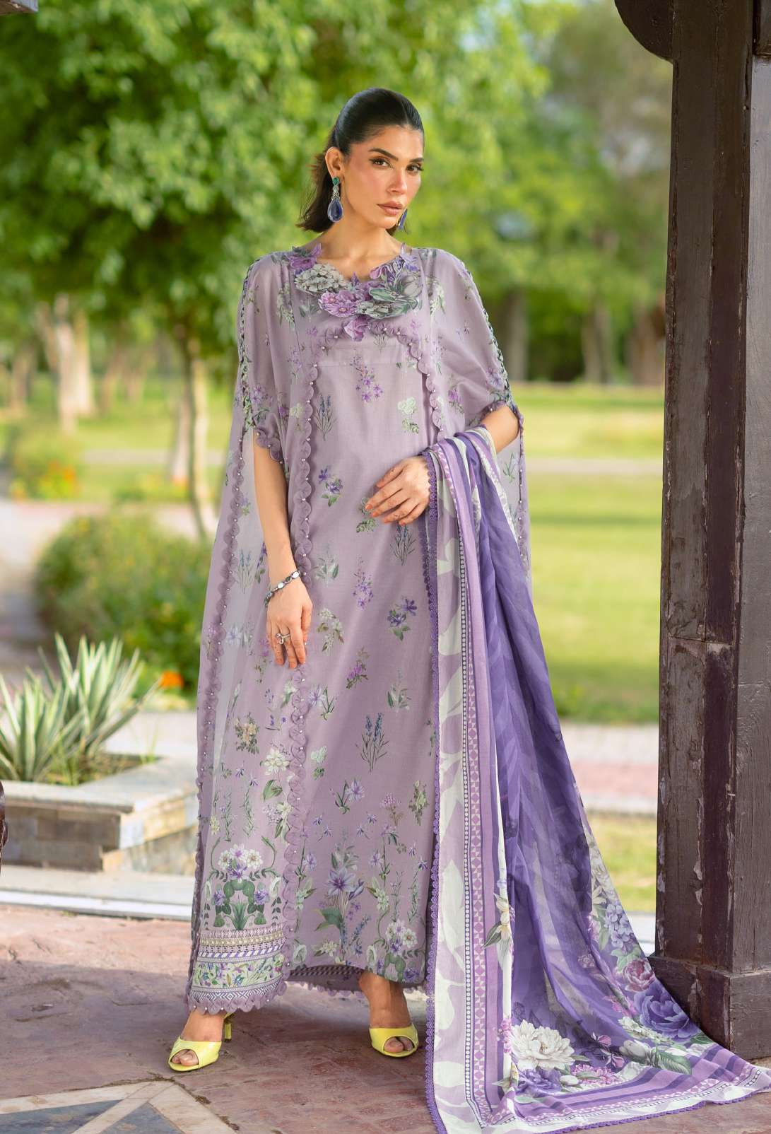 Elaf Bridgerton Lilac Garden Printed Lawn 3 Piece Suit