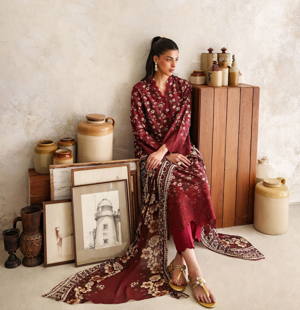 3-piece suit Fancy Embroidered│GulAhmed Lawn│Freesia