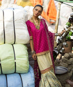 GulAhmed Chunri Luxury Chiffon Gharara 3 Piece Suit