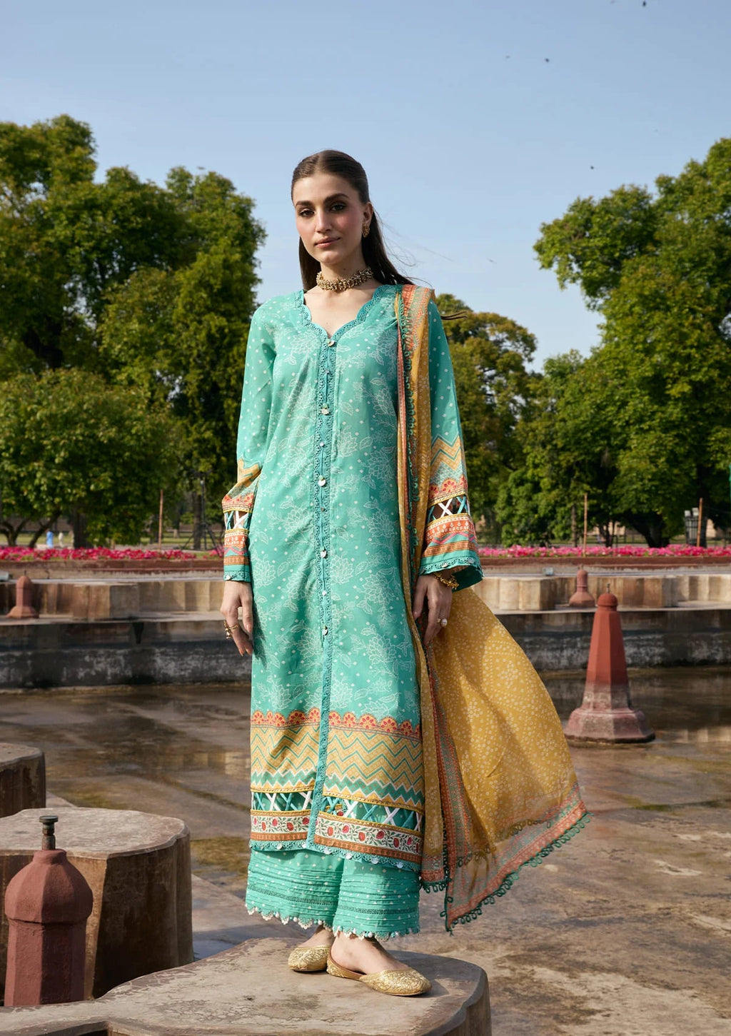 Kahf Aangan Prints Chiffon '26 – Nazish – Unstitched 3 Piece