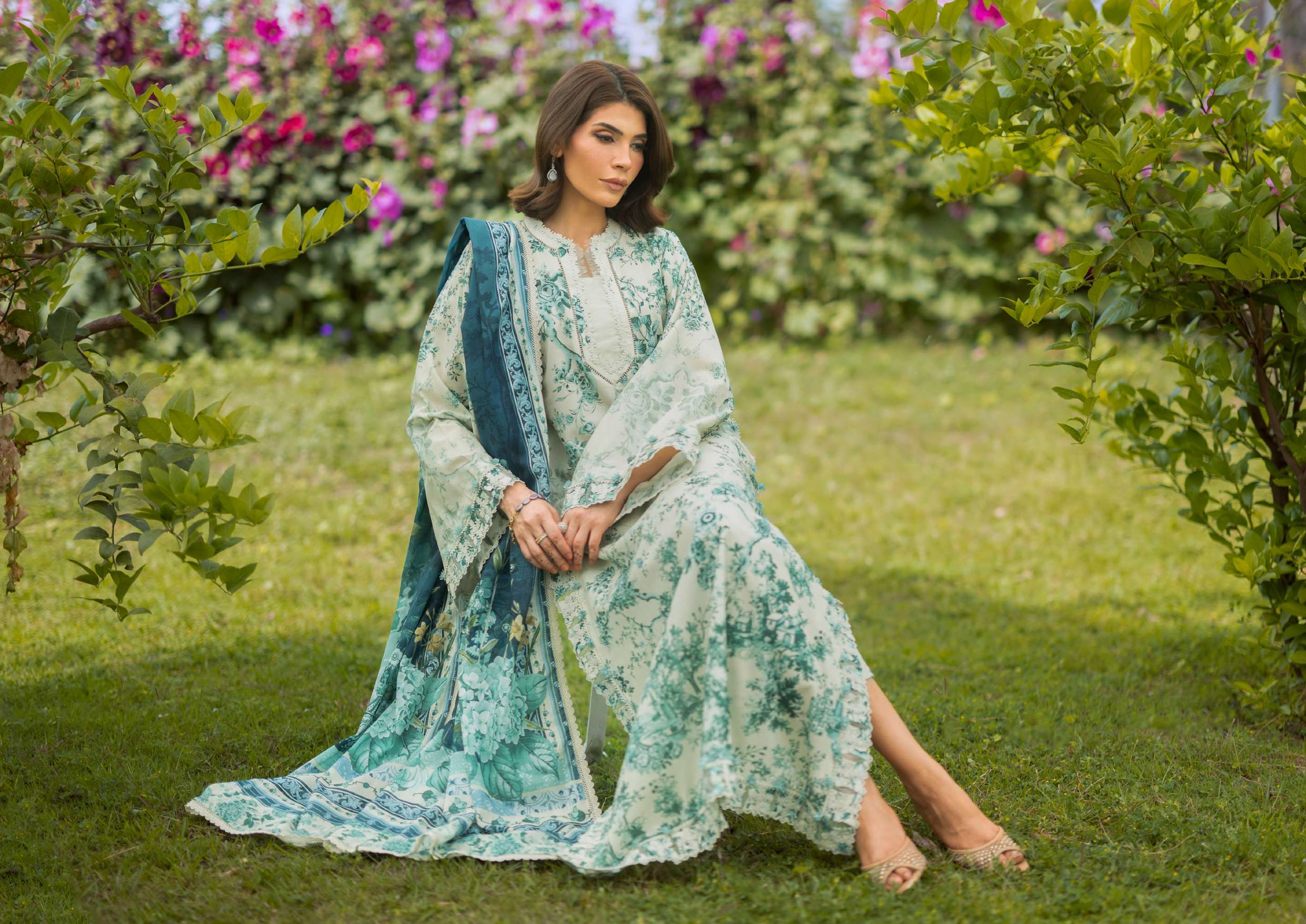 Elaf Bridgerton Daphanee Printed Lawn 3 Piece Suit