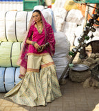 GulAhmed Chunri Luxury Chiffon Gharara 3 Piece Suit