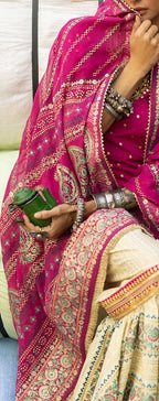 GulAhmed Chunri Luxury Chiffon Gharara 3 Piece Suit