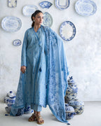 3-piece suit embroidered printed │GulAhmed Lawn│Freesia