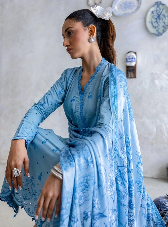 3-piece suit embroidered printed │GulAhmed Lawn│Freesia