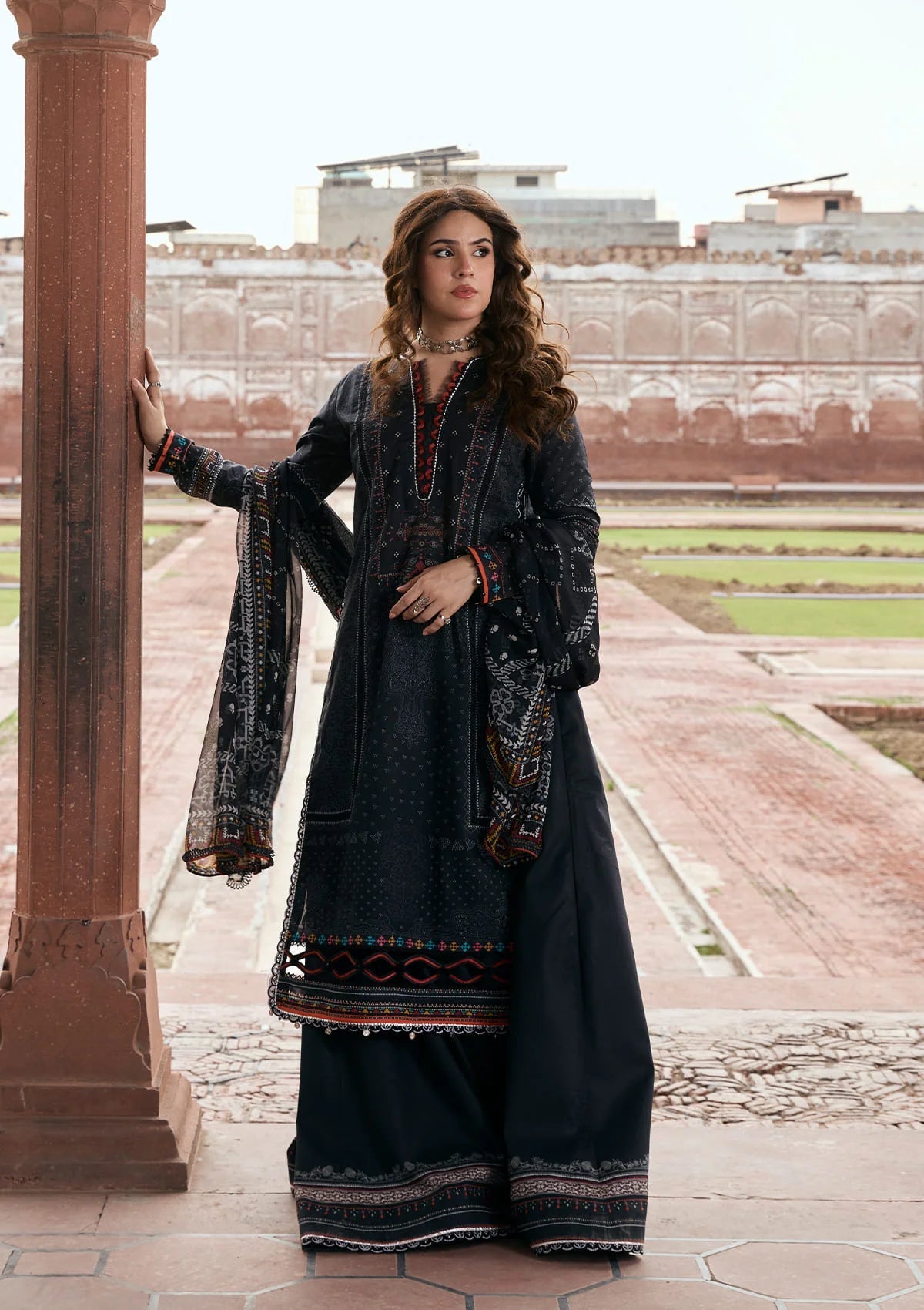 Kahf Aangan Prints Chiffon '26 – Gul e Siyah – Unstitched 3 Piece