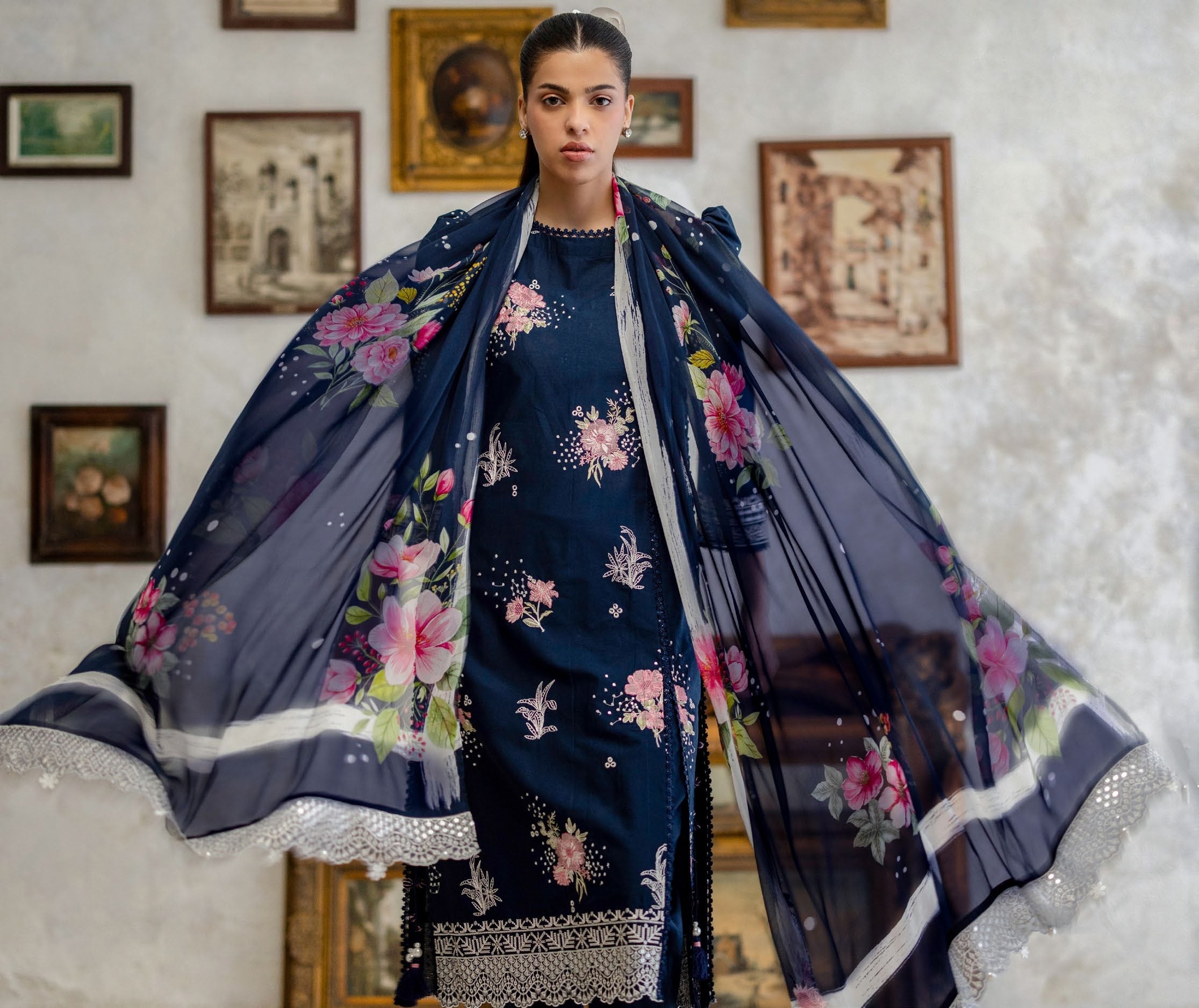 3-piece suit Fancy Embroidered│GulAhmed Lawn│Freesia