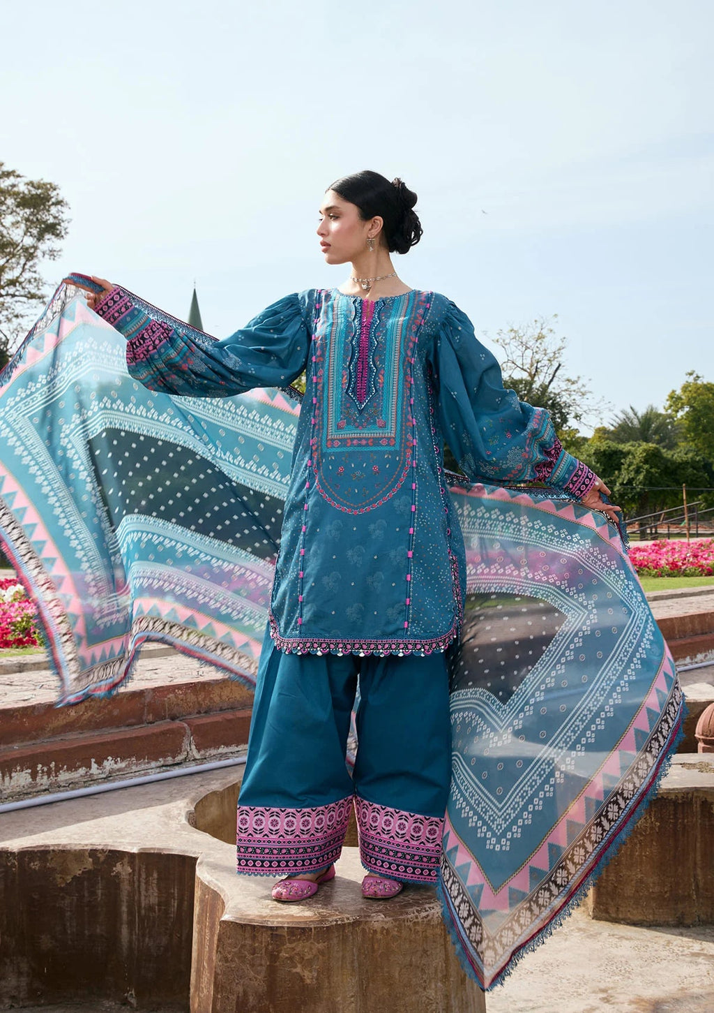 Kahf Aangan Prints Chiffon '26 – Falak Ara – Unstitched 3 Piece