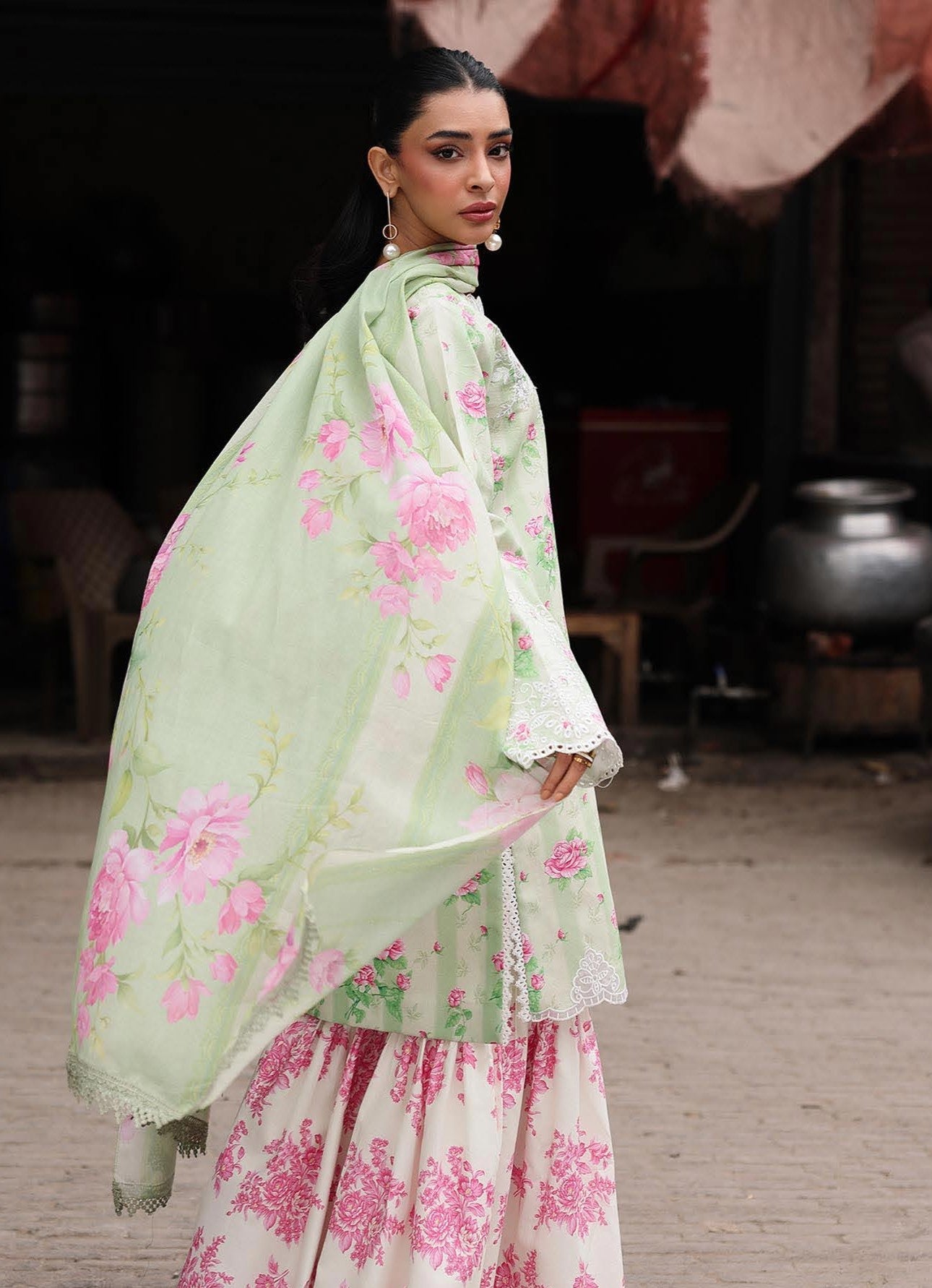 RajBari Nissa Floral Symphony Embroidered Lawn Unstitched 3Pc Suit