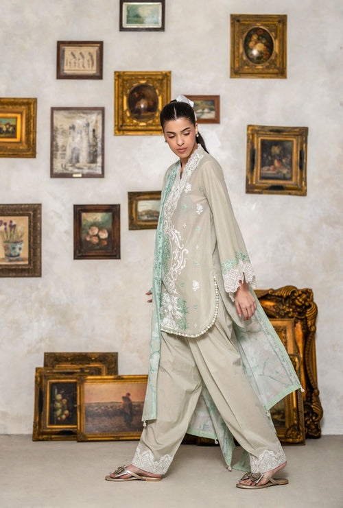 3-piece suit embroidered printed │GulAhmed Lawn│Freesia