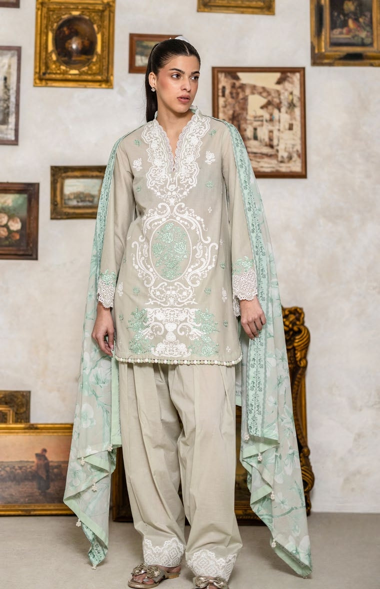 3-piece suit embroidered printed │GulAhmed Lawn│Freesia