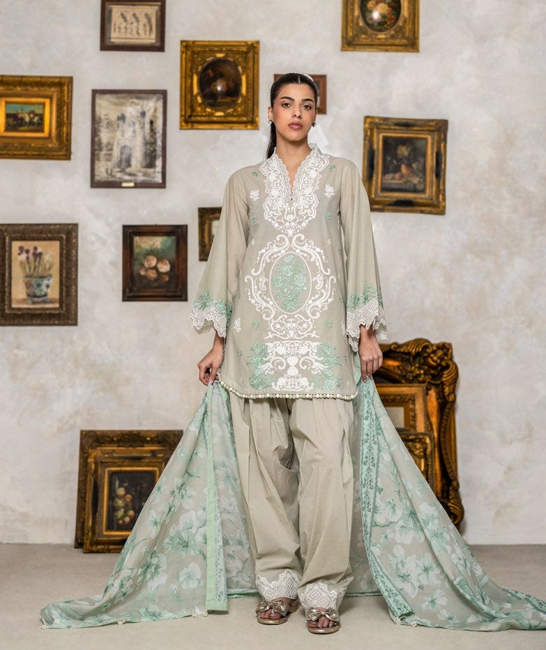 3-piece suit embroidered printed │GulAhmed Lawn│Freesia