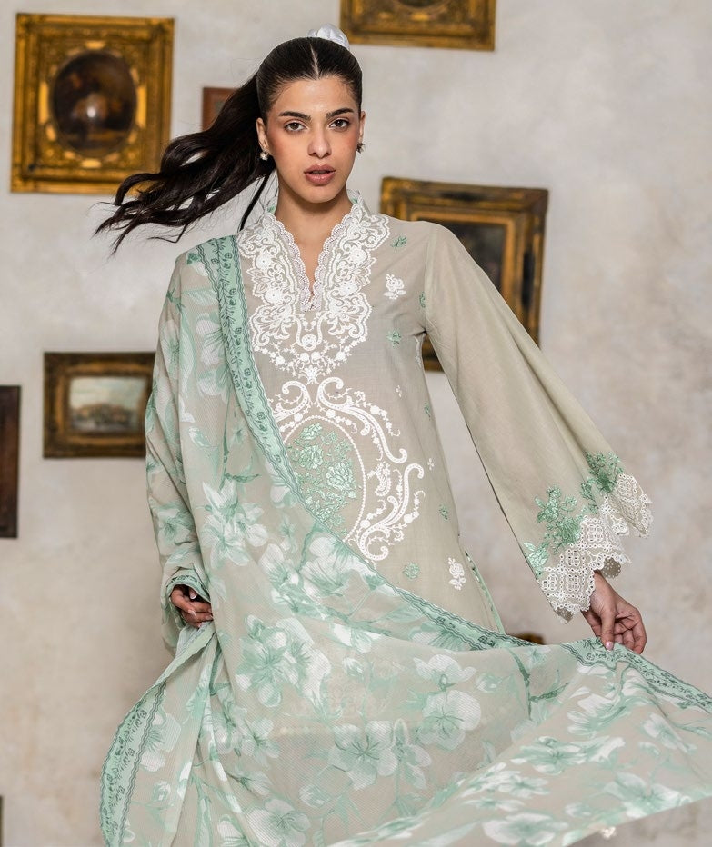 3-piece suit embroidered printed │GulAhmed Lawn│Freesia