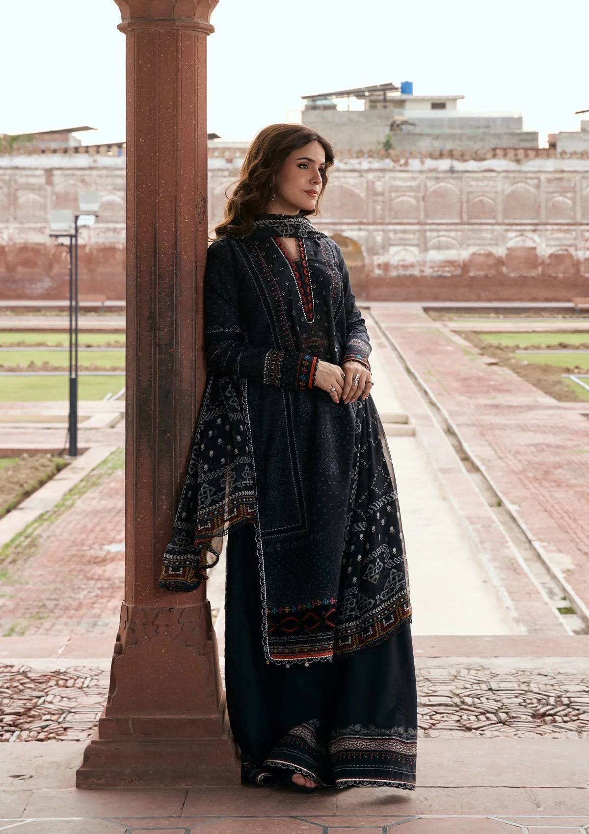 Kahf Aangan Prints Chiffon '26 – Gul e Siyah – Unstitched 3 Piece