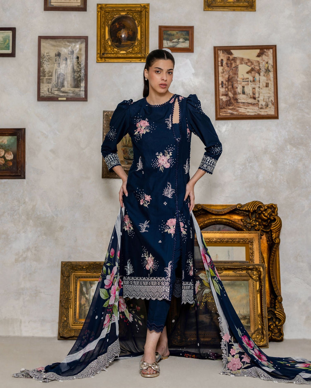 3-piece suit Fancy Embroidered│GulAhmed Lawn│Freesia
