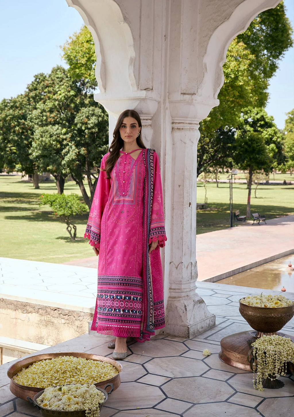Kahf Aangan Prints Chiffon '26 – Gulnar – Unstitched 3 Piece