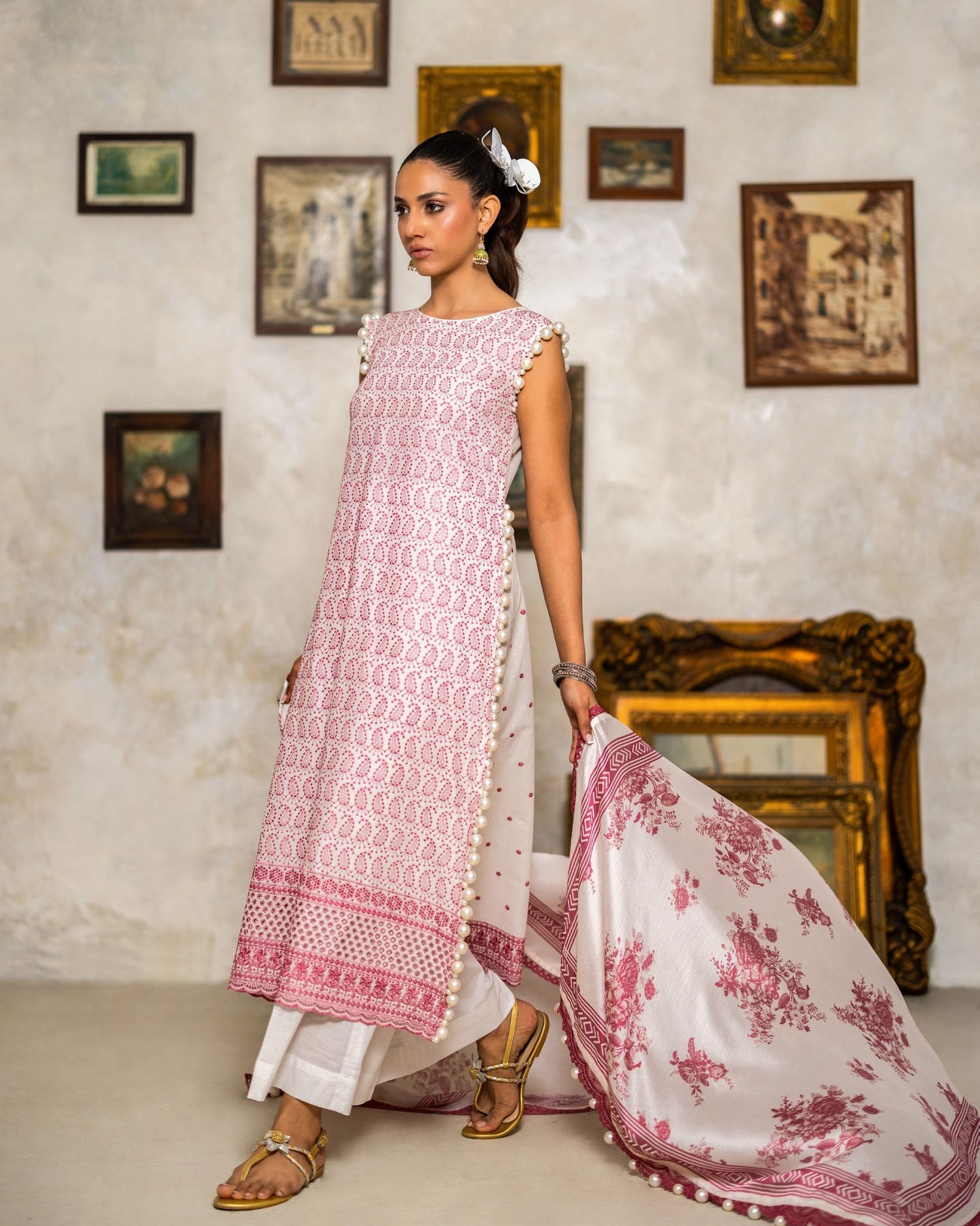 3-piece suit embroidered printed │GulAhmed Lawn│Freesia