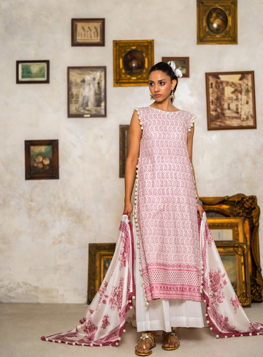 3-piece suit embroidered printed │GulAhmed Lawn│Freesia