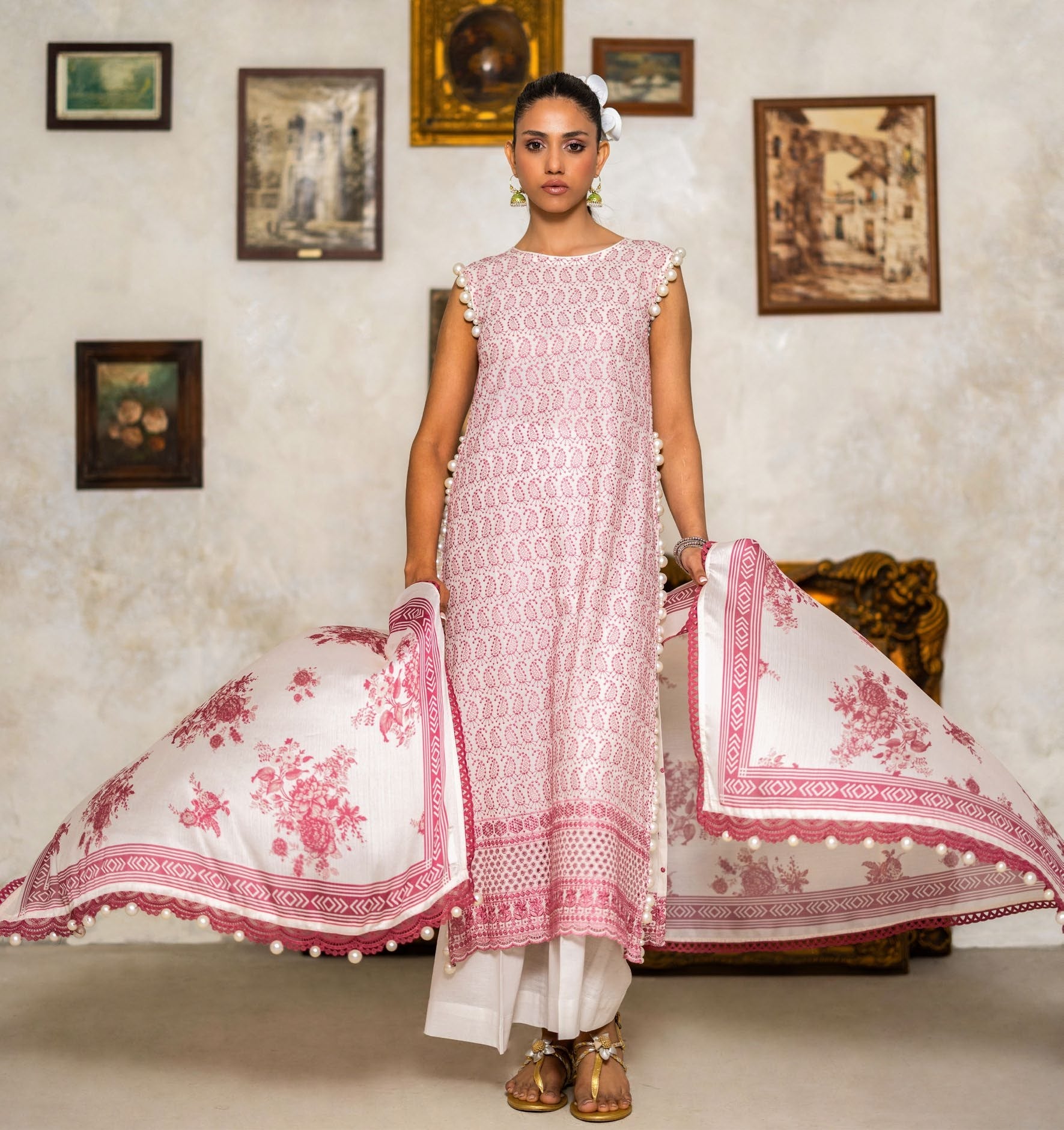 3-piece suit embroidered printed │GulAhmed Lawn│Freesia