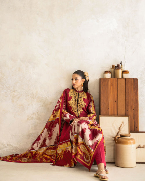3-piece suit embroidered printed │GulAhmed Lawn│Freesia