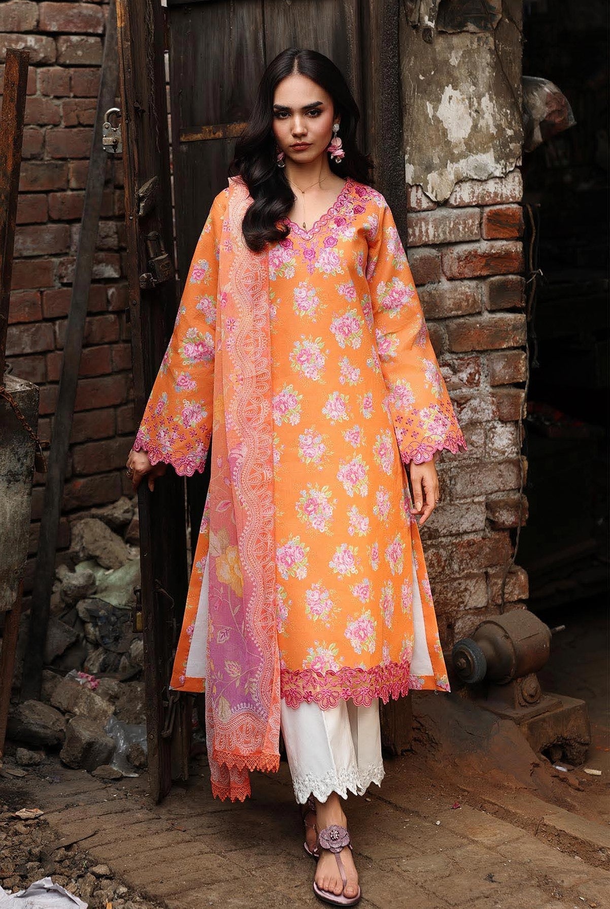 RajBari Nissa Floral Symphony Embroidered Lawn Unstitched 3Pc Suit